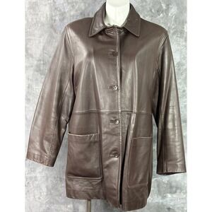Wilsons Women's Brown Leather 5 Button Mid Length Jacket sz 2X (15584)
